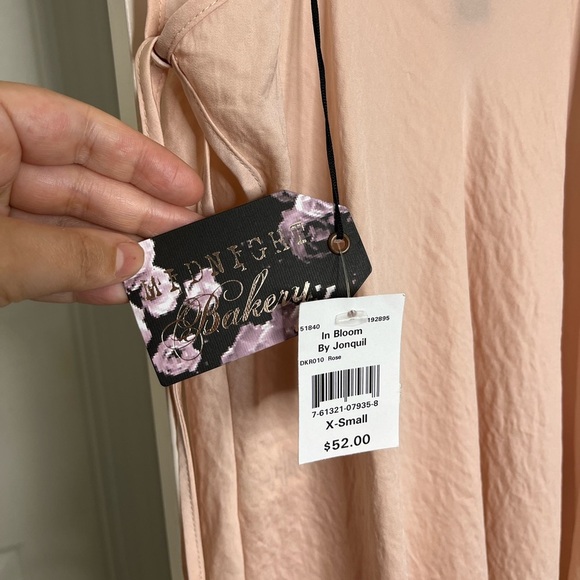 NWT Midnight Bakery Satin Bias Cut Chemise Slip Dress XS Rose - Picture 6 of 14